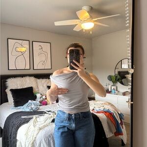 Gray Off-Shoulder Top!